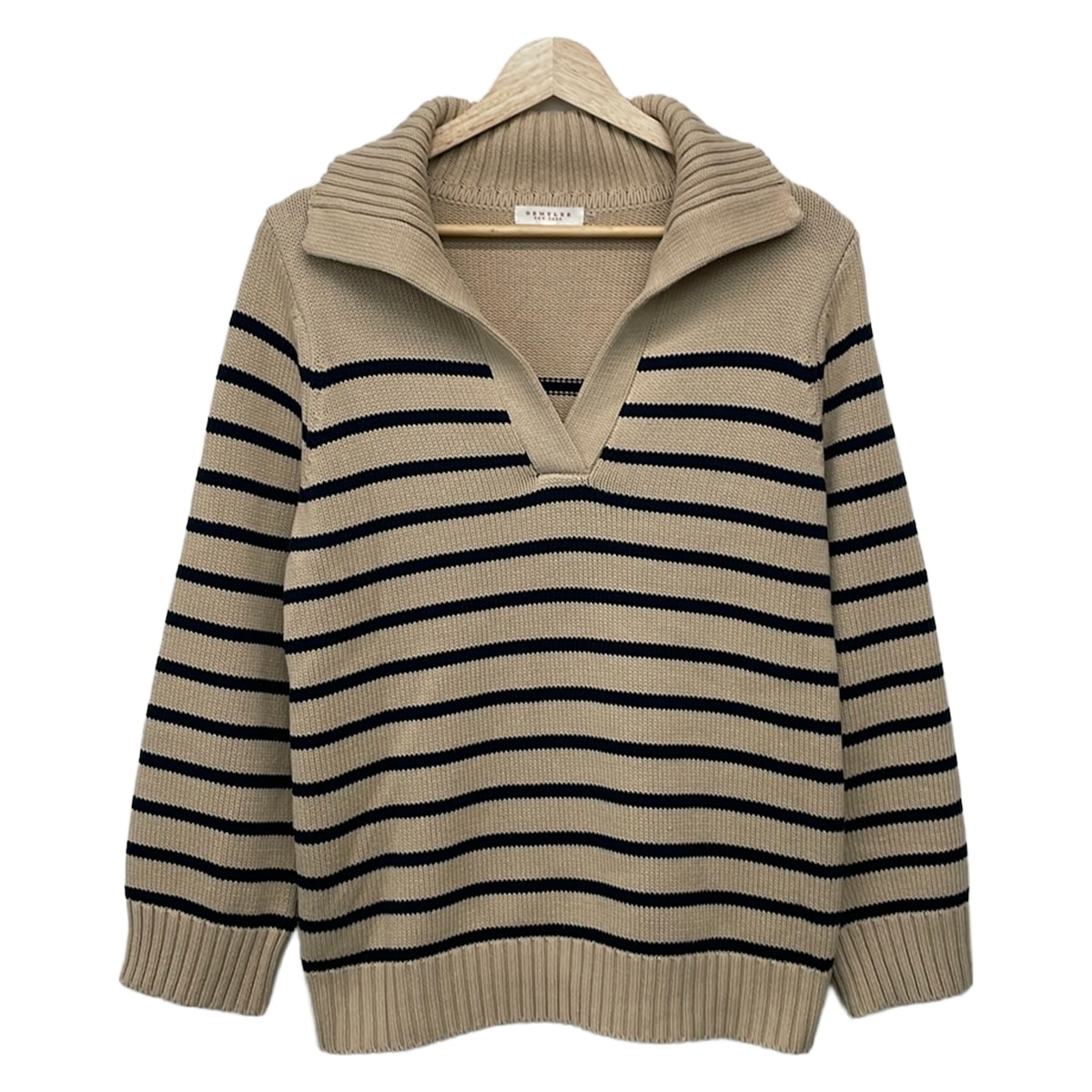 【中古】demylee(デミロバート・エドワード・リー) 長袖スウェーター 間借り人 ベージュ×ダークネイビー