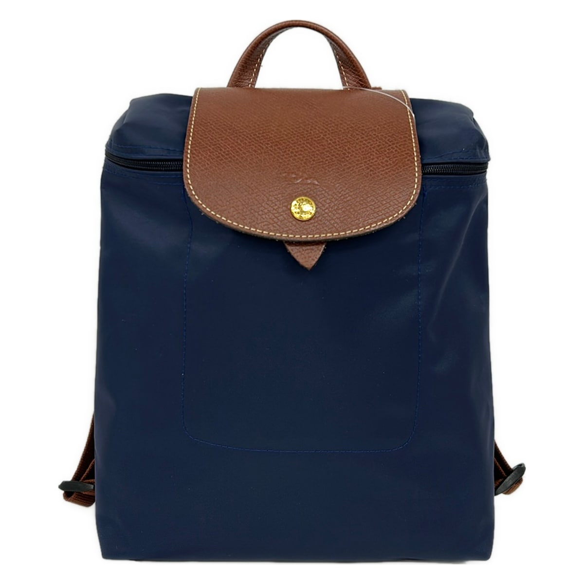 【新着】【中古】LONGCHAMP(ロンシャン) ル・プリアージュオリジナル リュックサック 折りたたみ ダークネイビー×ダークブラウン レザー