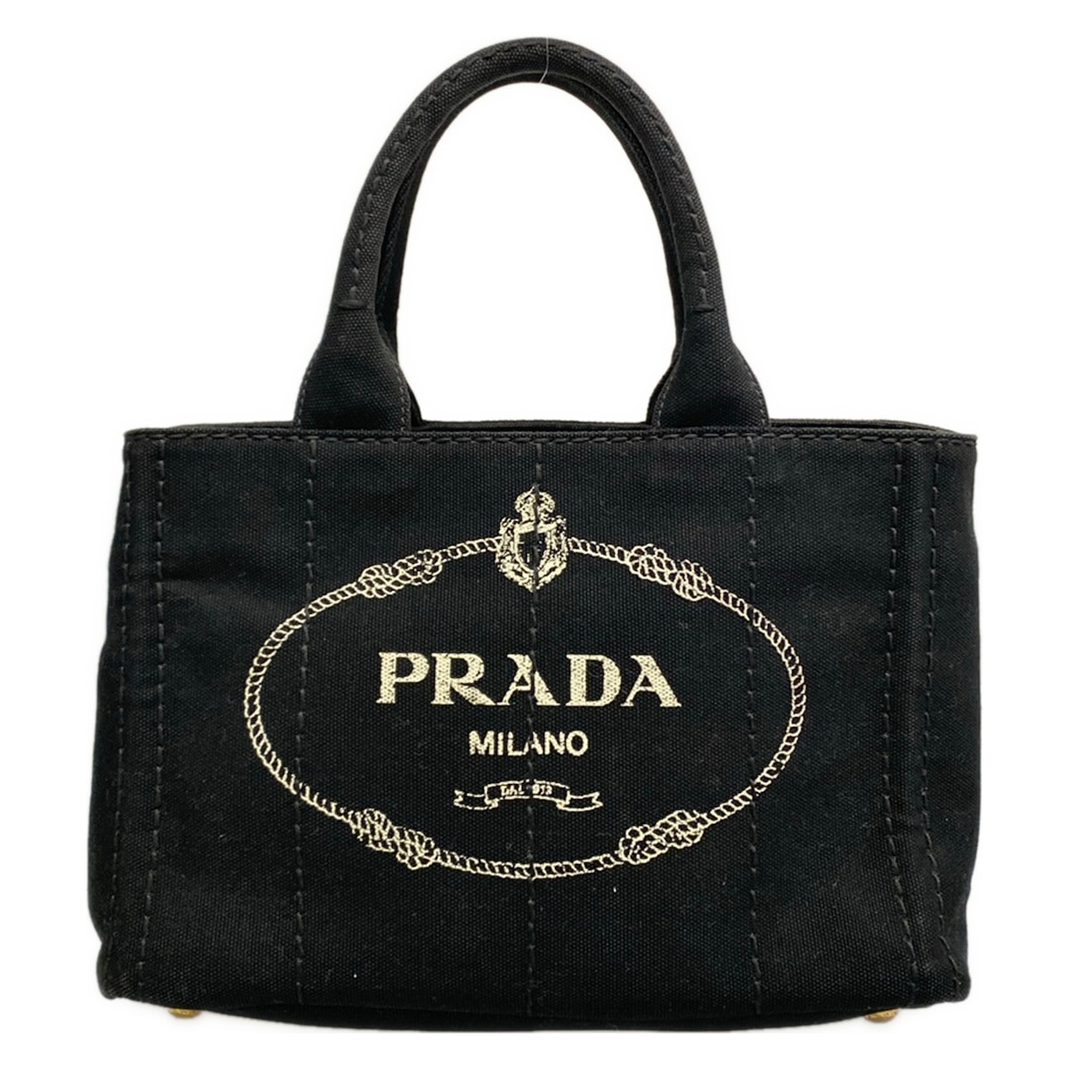 【中古】PRADA(プラダ) CANAPA トートバッグ 黒×白|ブランディア 店
