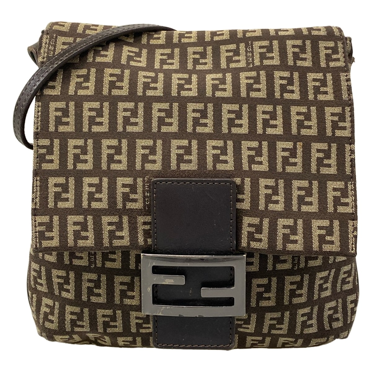 【新着】【中古】FENDI(フェンディ) ズッキーノカムセポシェット ショルダーバッグ うす暗い赤銅色×ベージュ なめし革