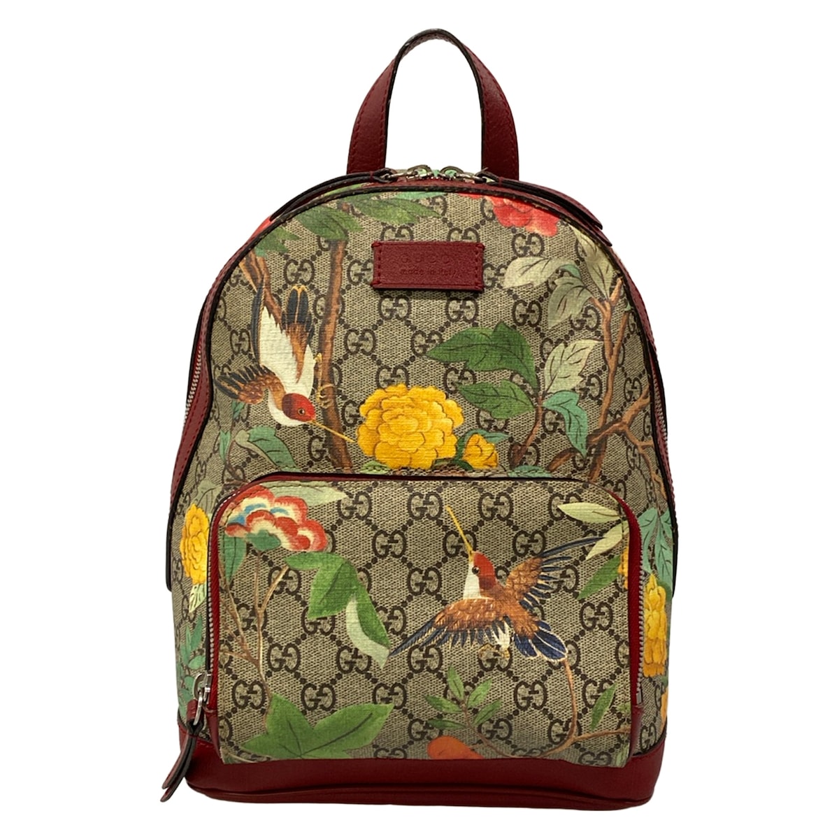 【新着】【中古】GUCCI(グッチ) GGスプリームティアンスモールバック 背嚢 ボルドーワイン×ベージュ×マルチ なめし革
