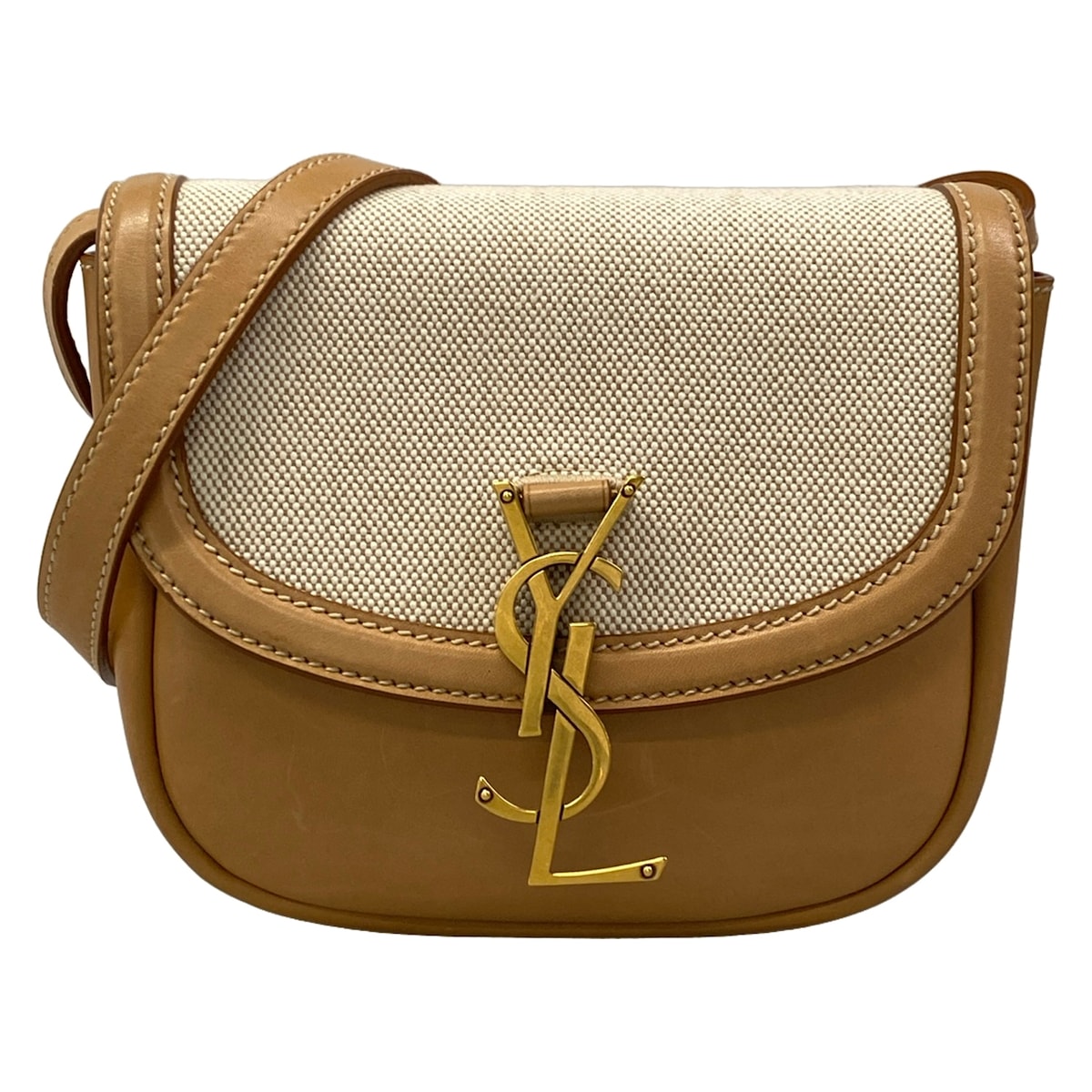 【新着】【中古】SAINT LAURENT PARIS(サンローランパリ) カイア スモールサッチェル ショルダーバッグ アイボリー×ライトブラウン レザー