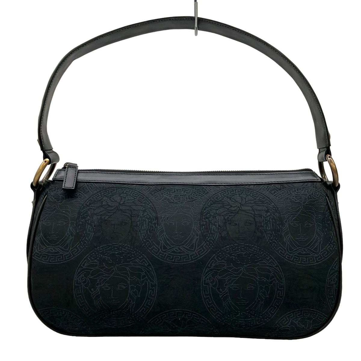 【中古】GIANNIVERSACE(ジャンニヴェルサーチ) ハンドバッグ 黒×グレー レザー|ブランディア 店