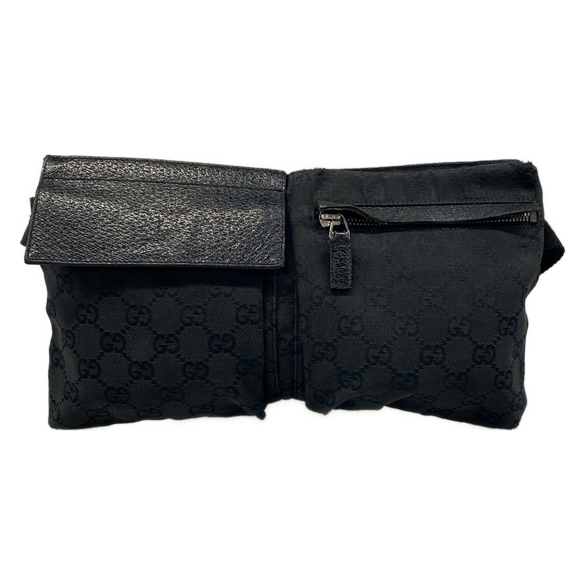 【新着】【中古】GUCCI(グッチ) GG柄 酉の方角合財袋 黒 なめし革