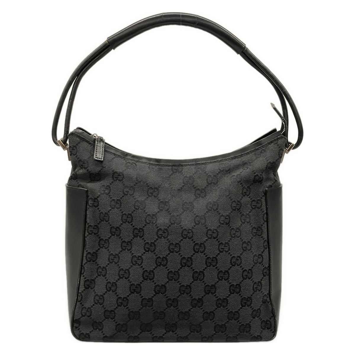 【新着】【中古】GUCCI(グッチ) GG柄 ハンドバック 黒 なめし革