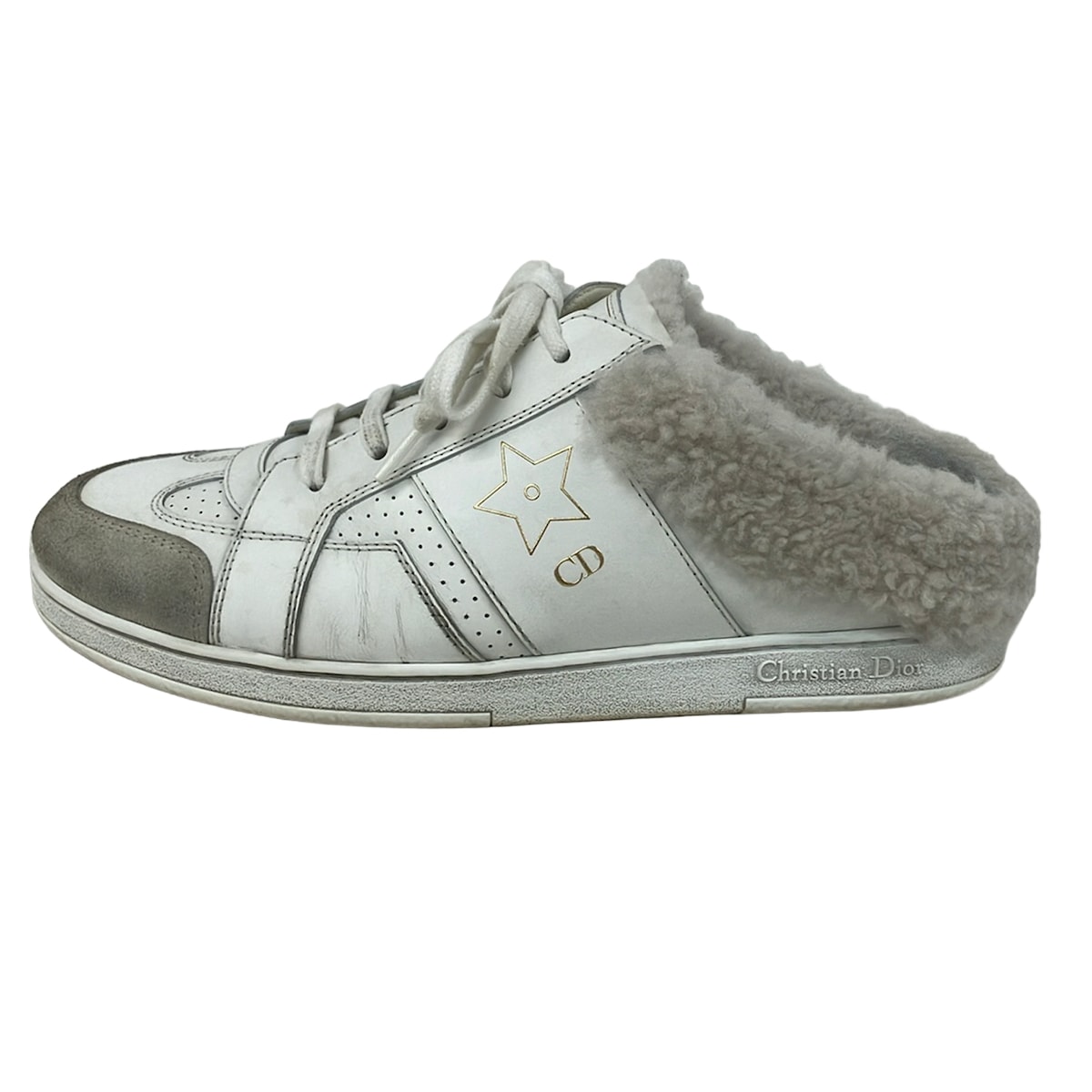 【中古】DIOR/ChristianDior(ディオール/クリスチャンディオール) スニーカー 白×ライトグレー レザー、ラムスキン|ブランディア 店