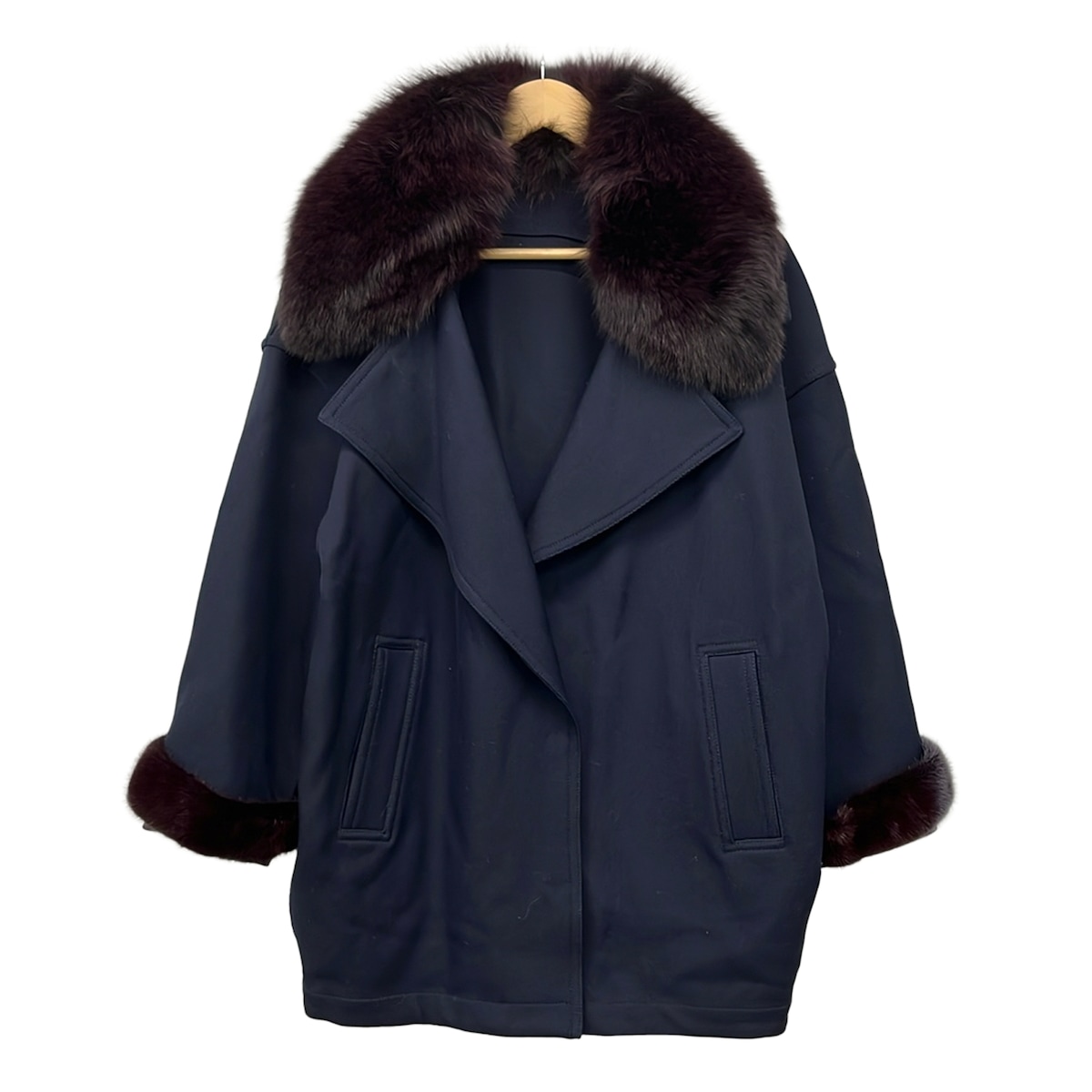 【新着】【中古】BLANCHA(ブランカ) 厚地の外套 長袖/稲荷/冬 ダークネイビー×パープル レディースファッション-コート・ジャケット