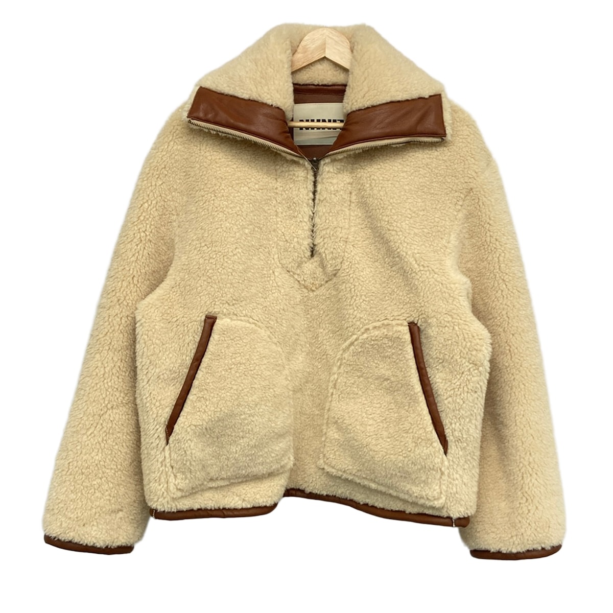 【中古】NKNIT(ンニット) 上衣 長袖/リヴァーシブル/冬 うす暗い赤銅色×象牙色