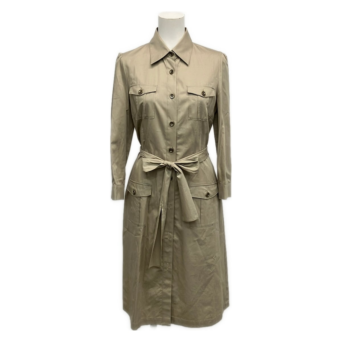 【中古】ANAYI(アナイ) ワンピース シャツワンピ/長袖/ロング丈 グレージュ