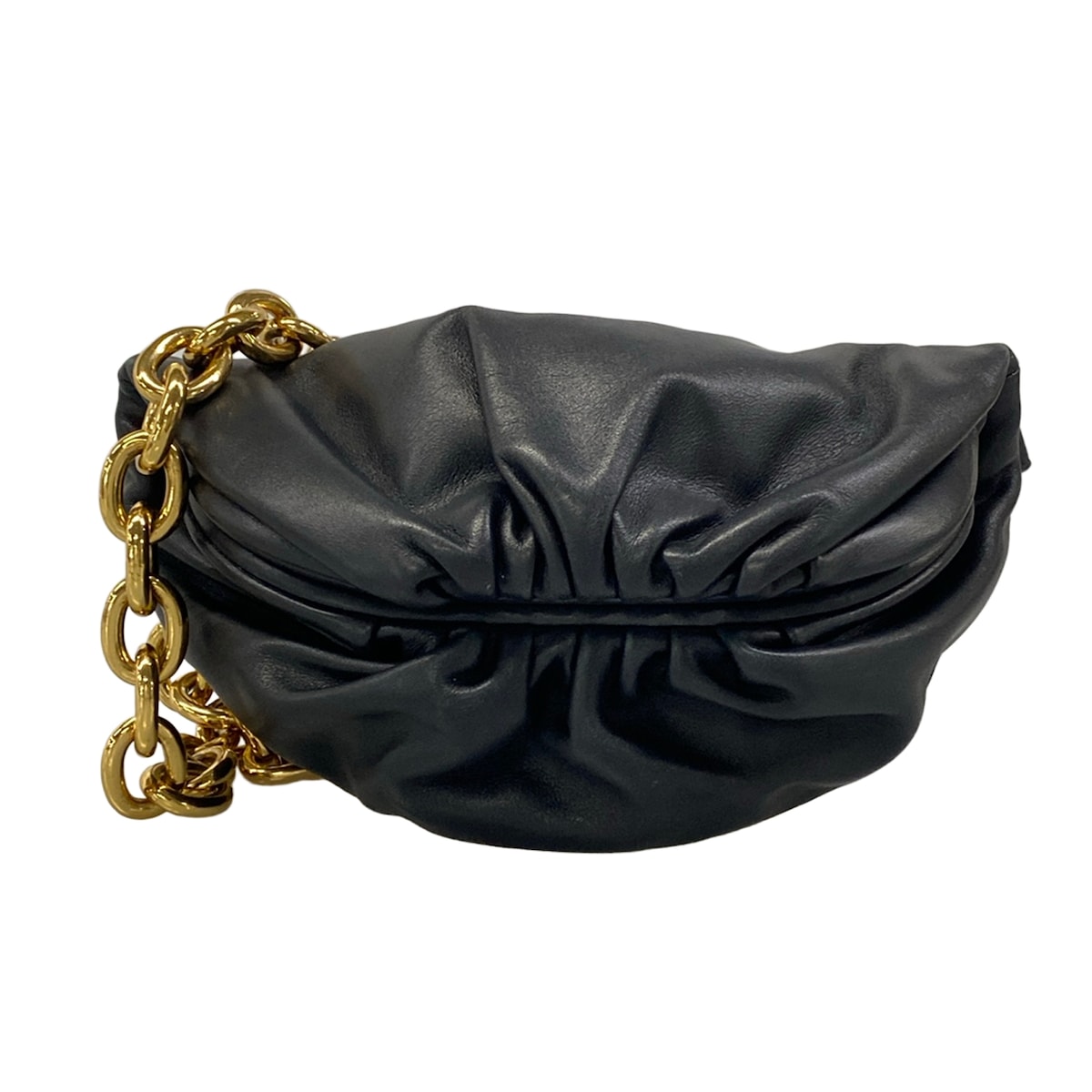 【中古】BOTTEGA VENETA(ボッテガヴェネタ) ザ・チェーン 合切袋 ショルダーバッグ チェーン店肩先 黒 なめし革