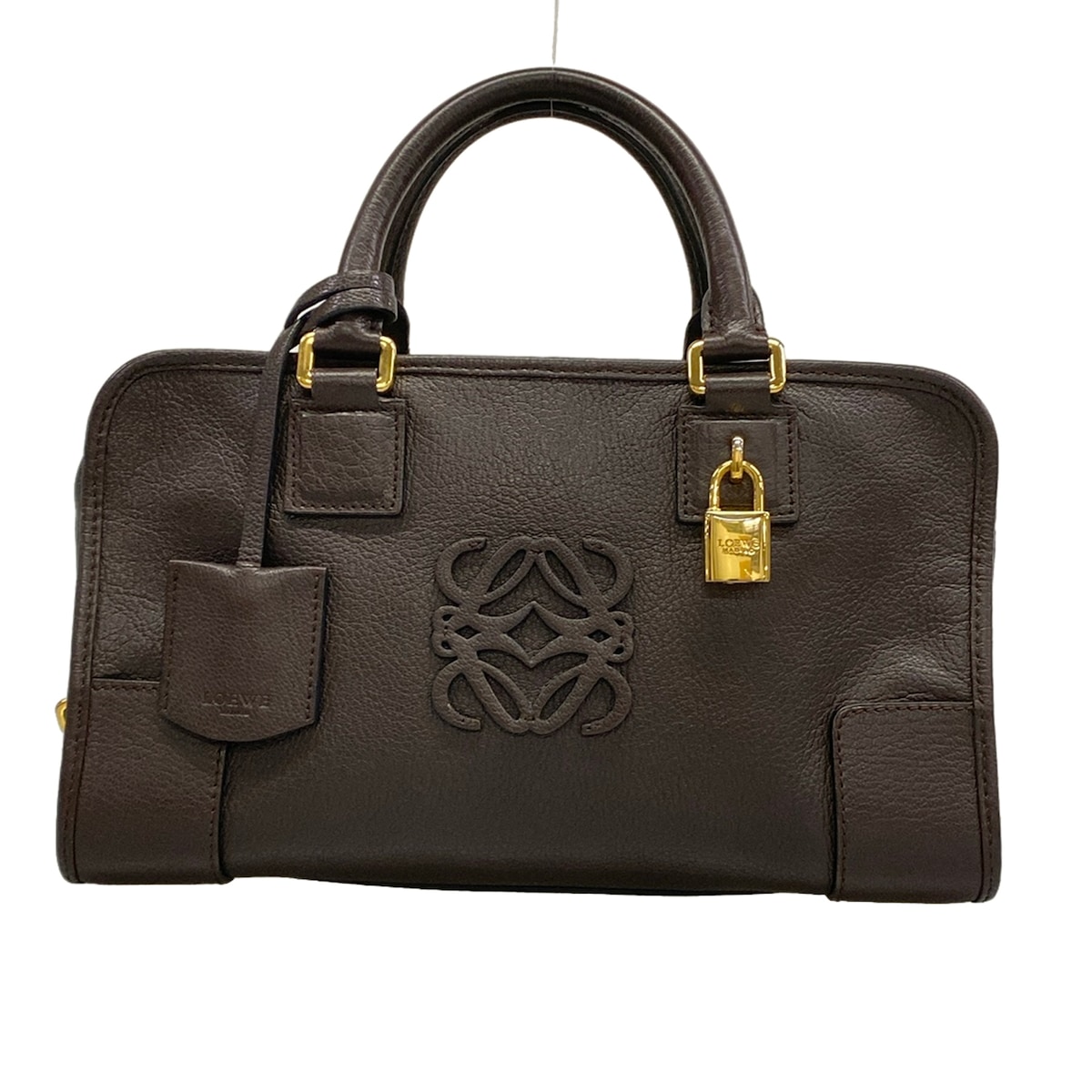 【中古】LOEWE(ロエベ) アマソナ28 ハンドバック うす暗い赤銅色 なめし革