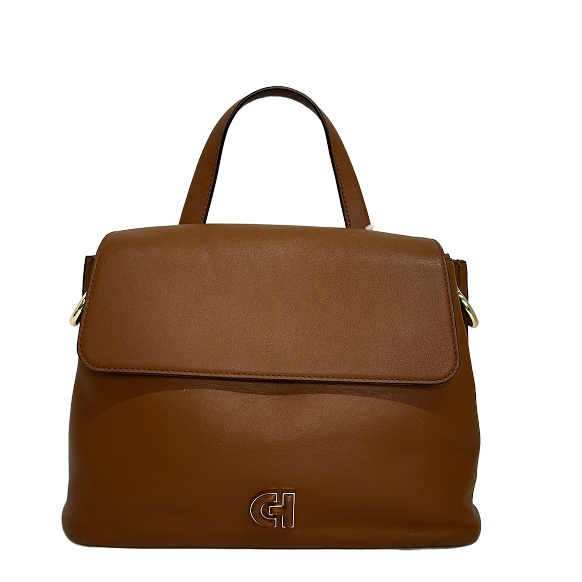 【中古】COLE HAAN(電話を掛けるハーン) コレクティブ サッチェル ハンドバック うす暗い赤銅色 なめし革