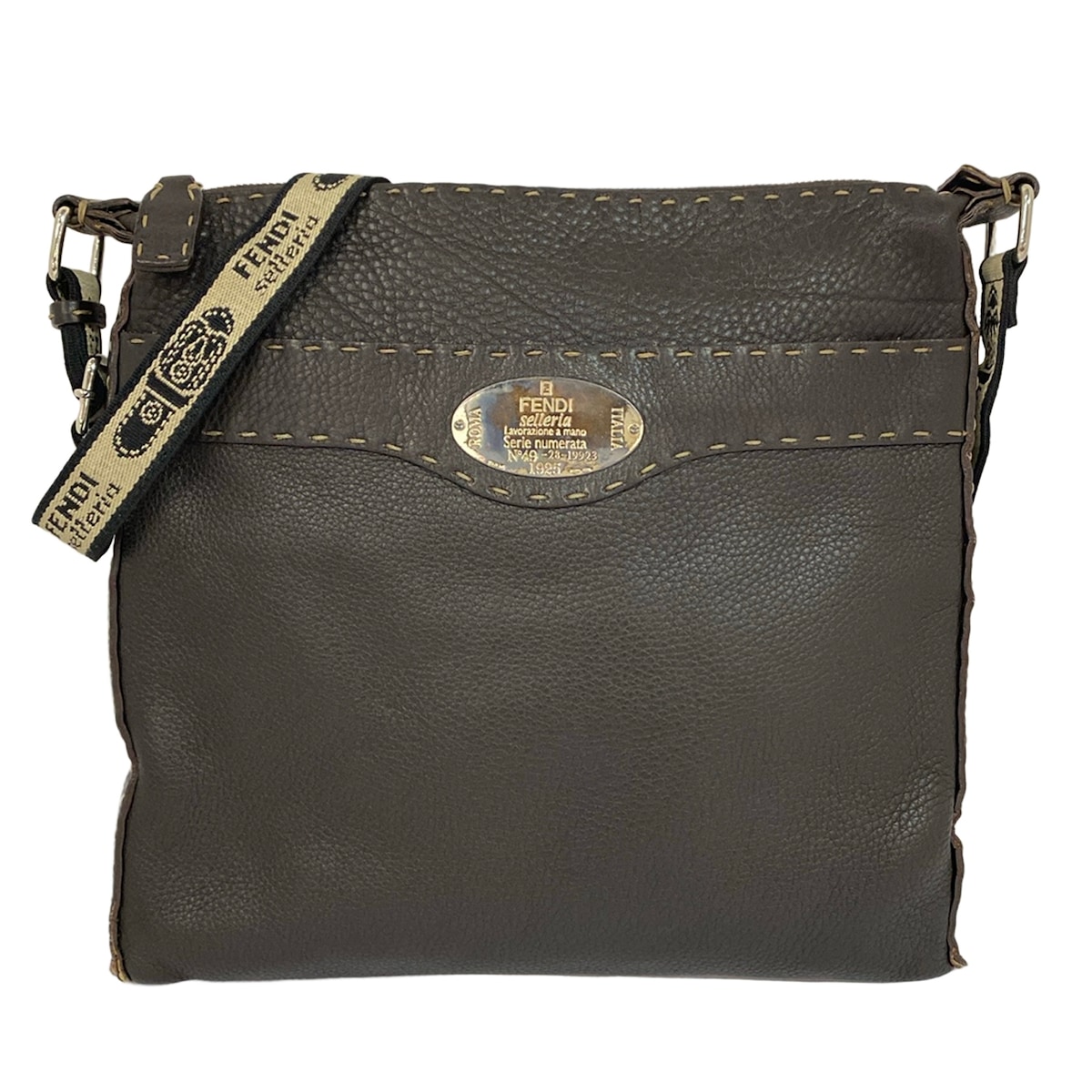 【新着】【中古】FENDI(フェンディ) セレリア ショルダーバッグ ダークブラウン レザー