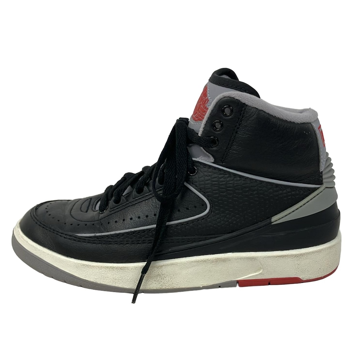 【新着】【中古】NIKE(ナイキ) エアジョーダン2 レトロ ブラック セメント スニーカー ハイカット 黒×グレー レザー