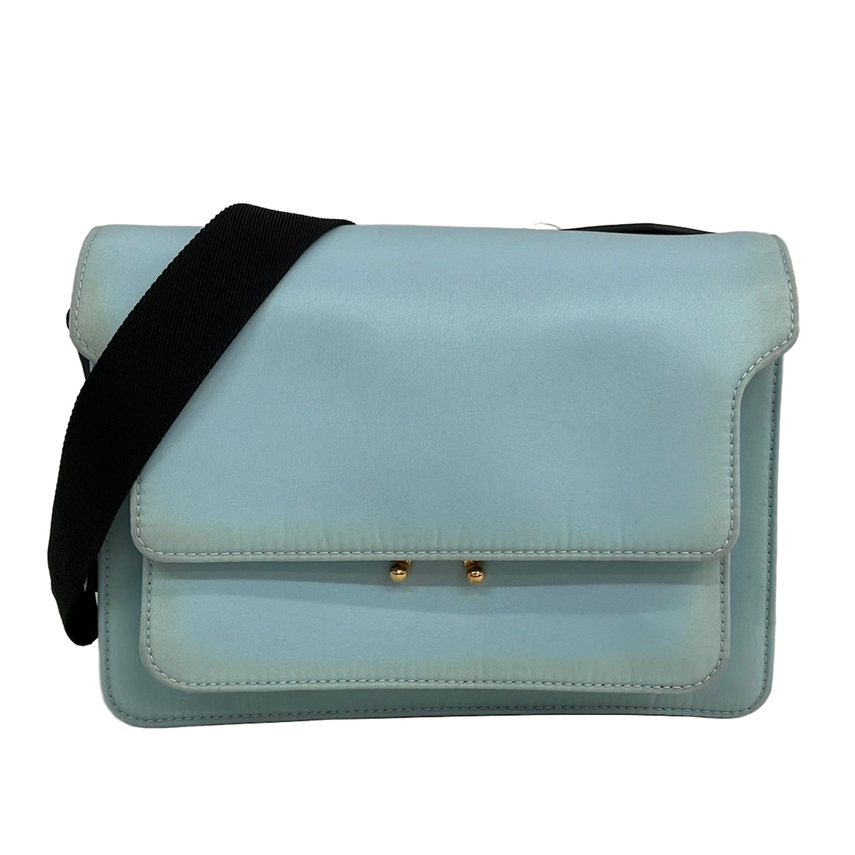 【新着】【中古】MARNI(マルニ) トランク ショルダーバッグ ライトブルー×黒 レザー