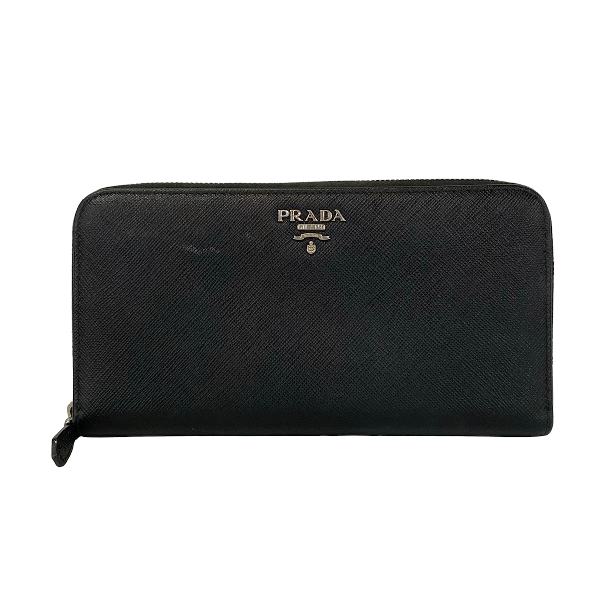 【新着】【中古】PRADA(プラダ) 長財布 ラウンドファスナー 黒 レザー