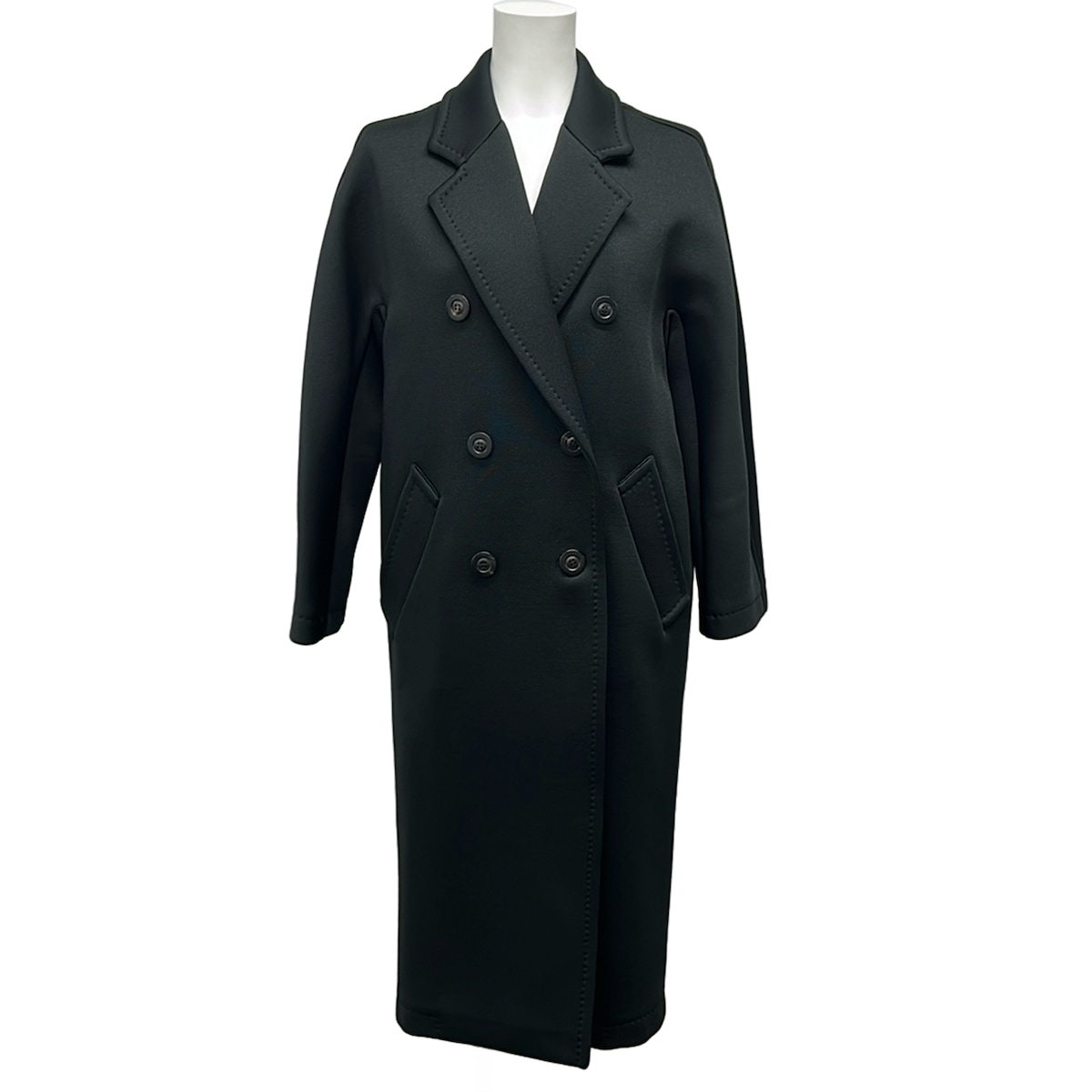 【中古】Max Mara(マックスマーラ) MADAME2 専門的 アイコン 厚地の外套 厚地の外套 長袖/ダブル/秋/冬 黒 綿織物