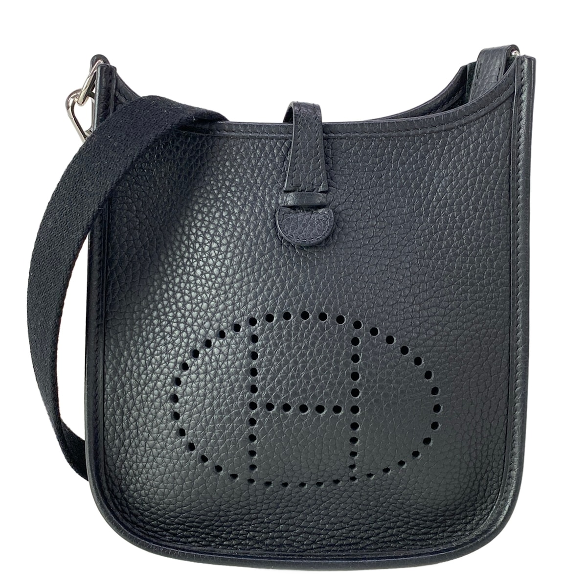 【中古】HERMES(エルメス) エブリンTPM アマゾン ショルダーバッグ しろがね色金具 黒 レディースバッグ-バッグ・小物・ブランド雑貨