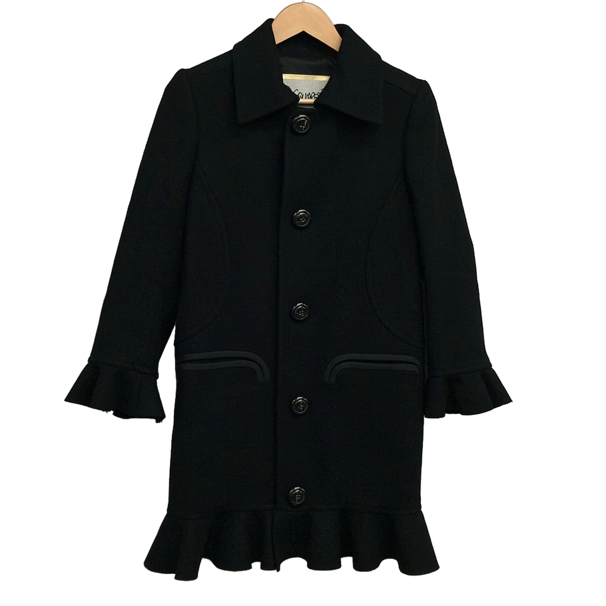 【中古】DSQUARED2(ディースクエアード) 厚地の外套 長袖/冬/フラウンス 黒
