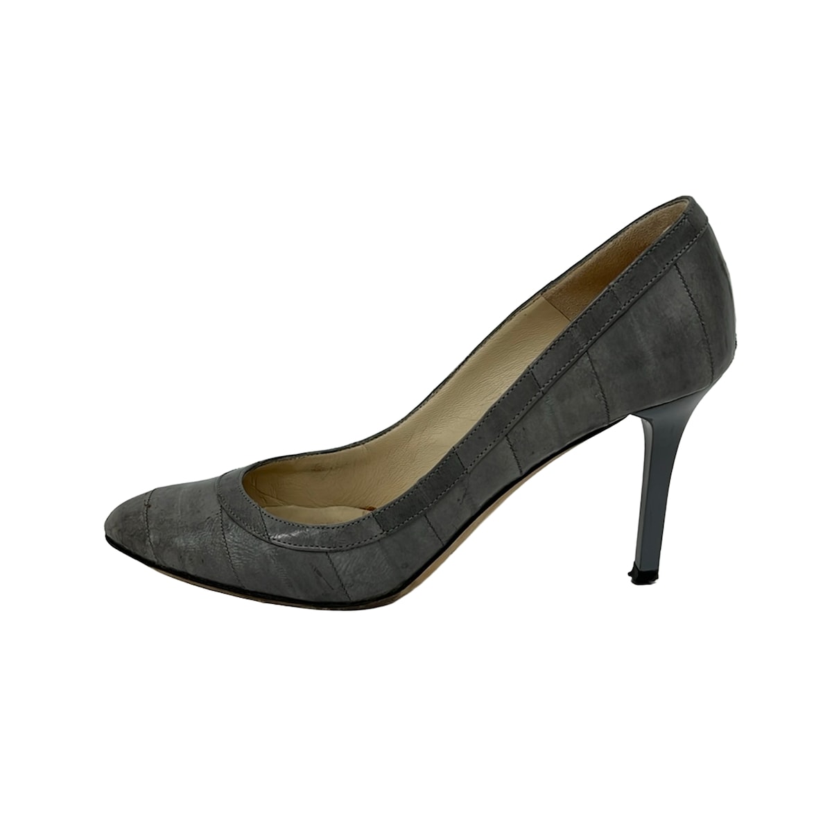 【新着】【中古】JIMMY CHOO(ジミーチュウ) パンプス グレー レザー