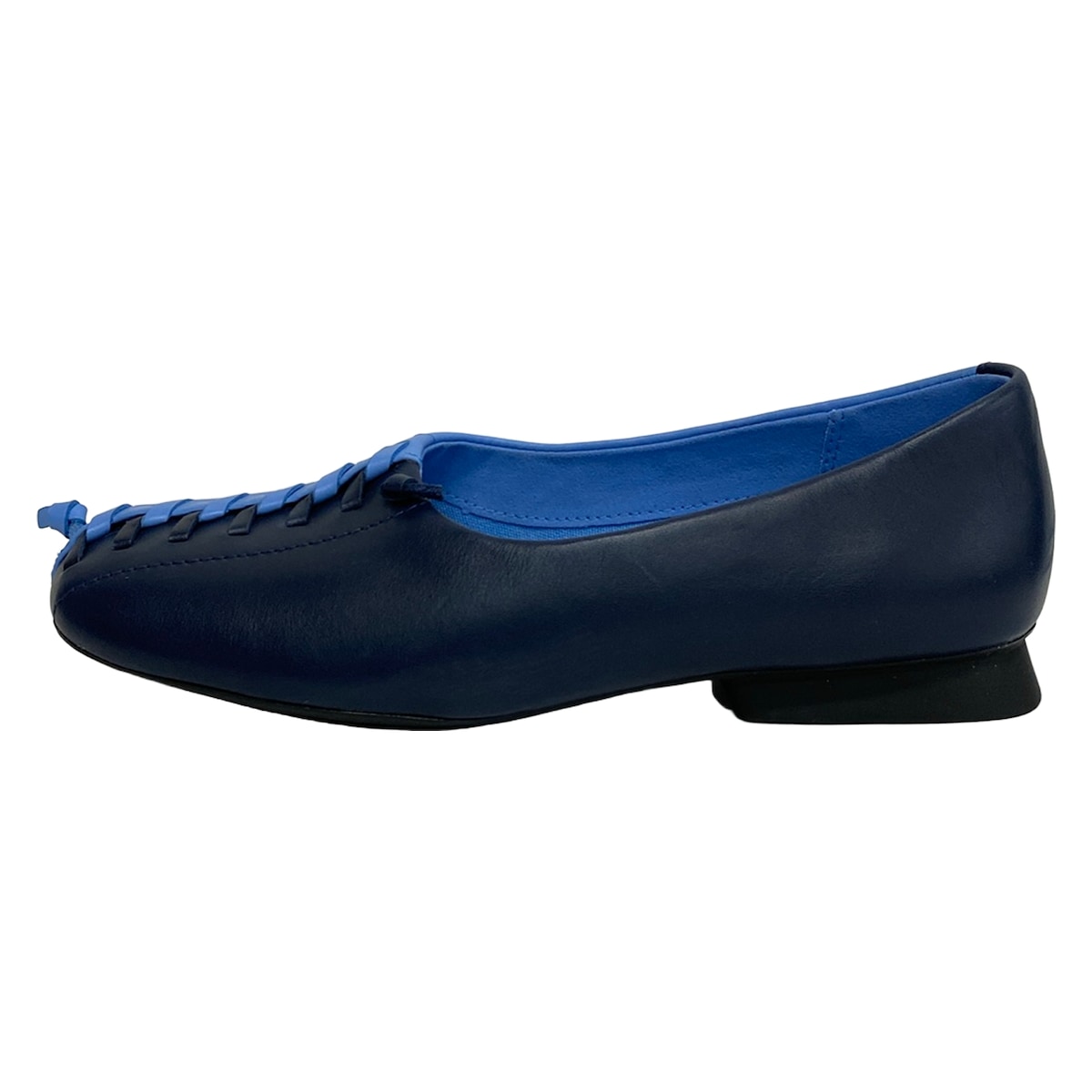 【中古】CAMPER(カンペール) フラットシューズ ライトブルー×ダークネイビー レザー
