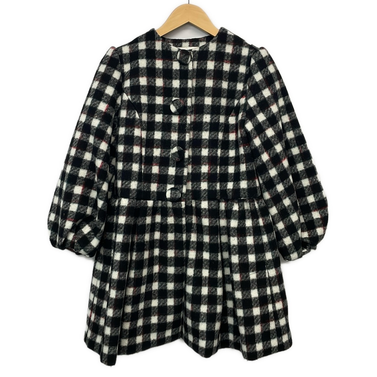 【新着】【中古】Chesty(チェスティ) 厚地の外套 長袖/照合のしるし柄/冬 黒×白×ボルドーワイン