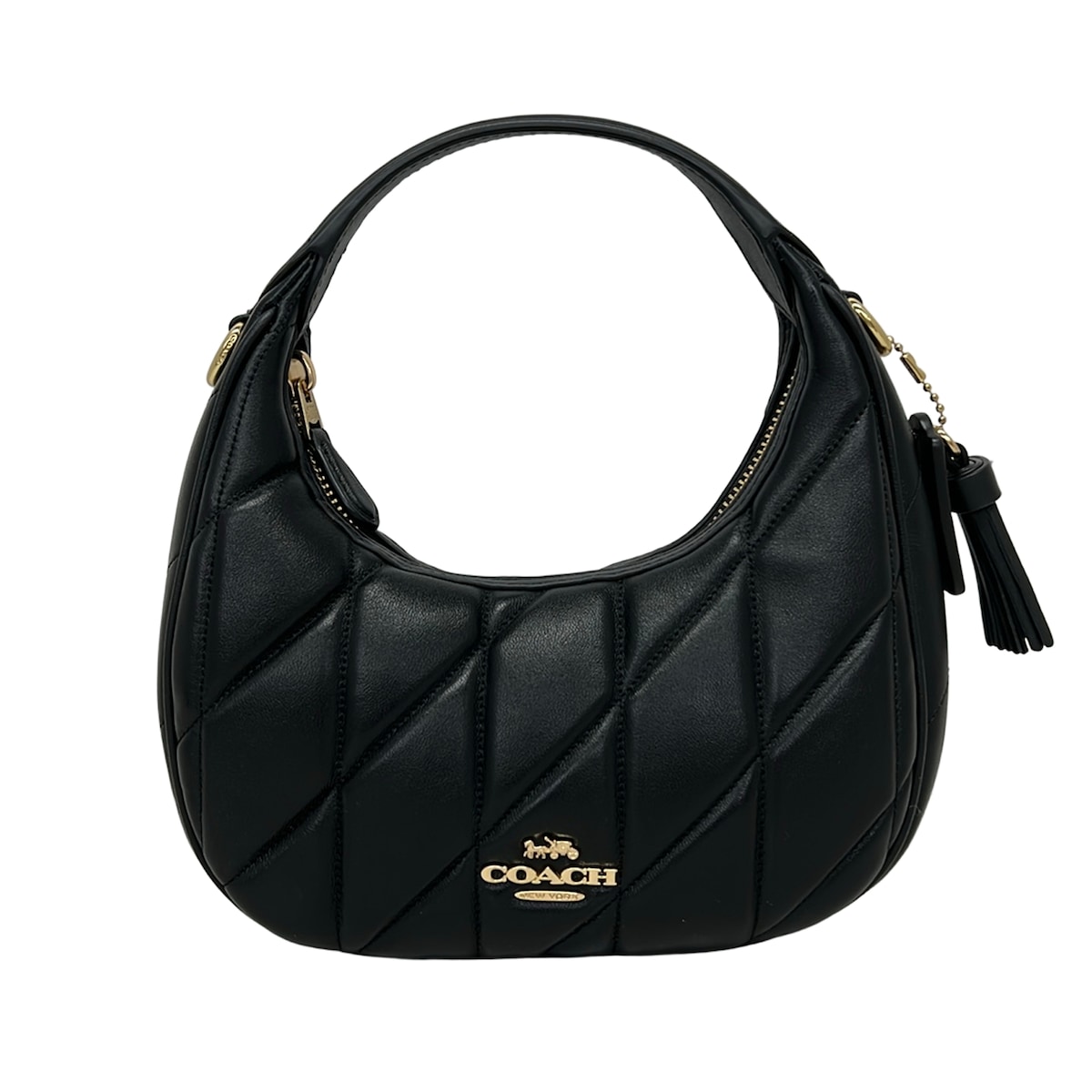 【中古】COACH(コーチ職) カルメン ミニ はりつけ台上半身 御徒面子・キルティング ハンドバック 黒 なめし革