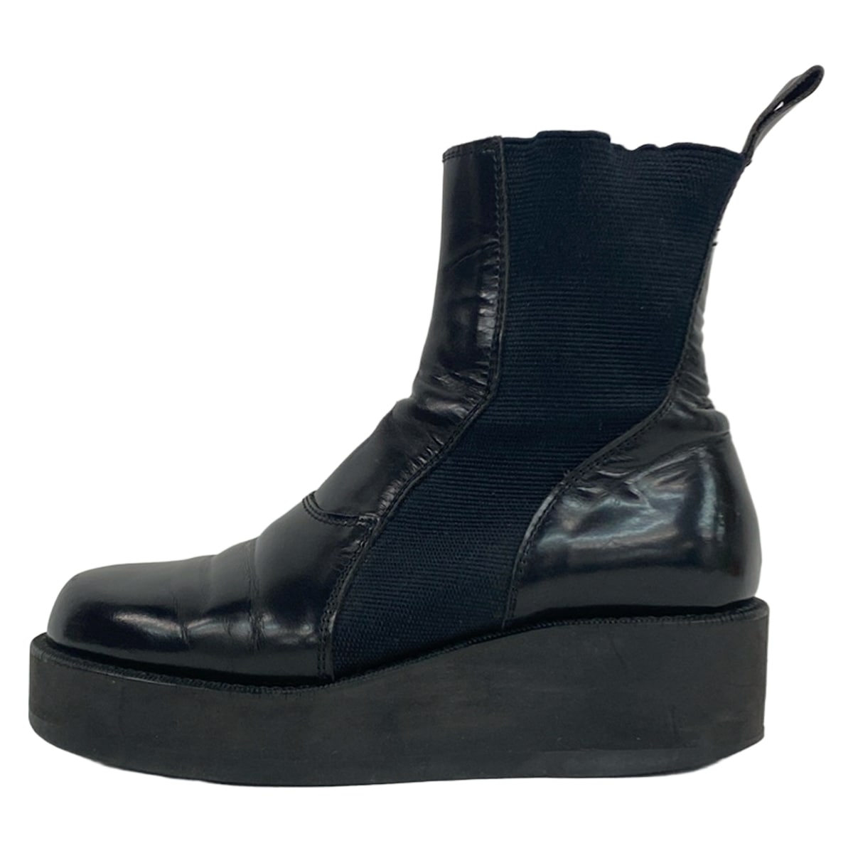 【新着】【中古】yohjiyamamoto(ヨウジヤマモト) ショートブーツ サイドゴア 黒 レザー