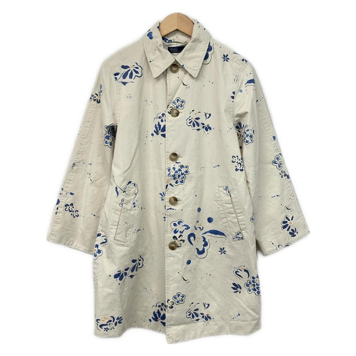 【中古】POLObyRalphLauren(ポロラルフローレン) 厚地の外套 長袖/花柄/2023/春/秋 象牙色×青色×黄色