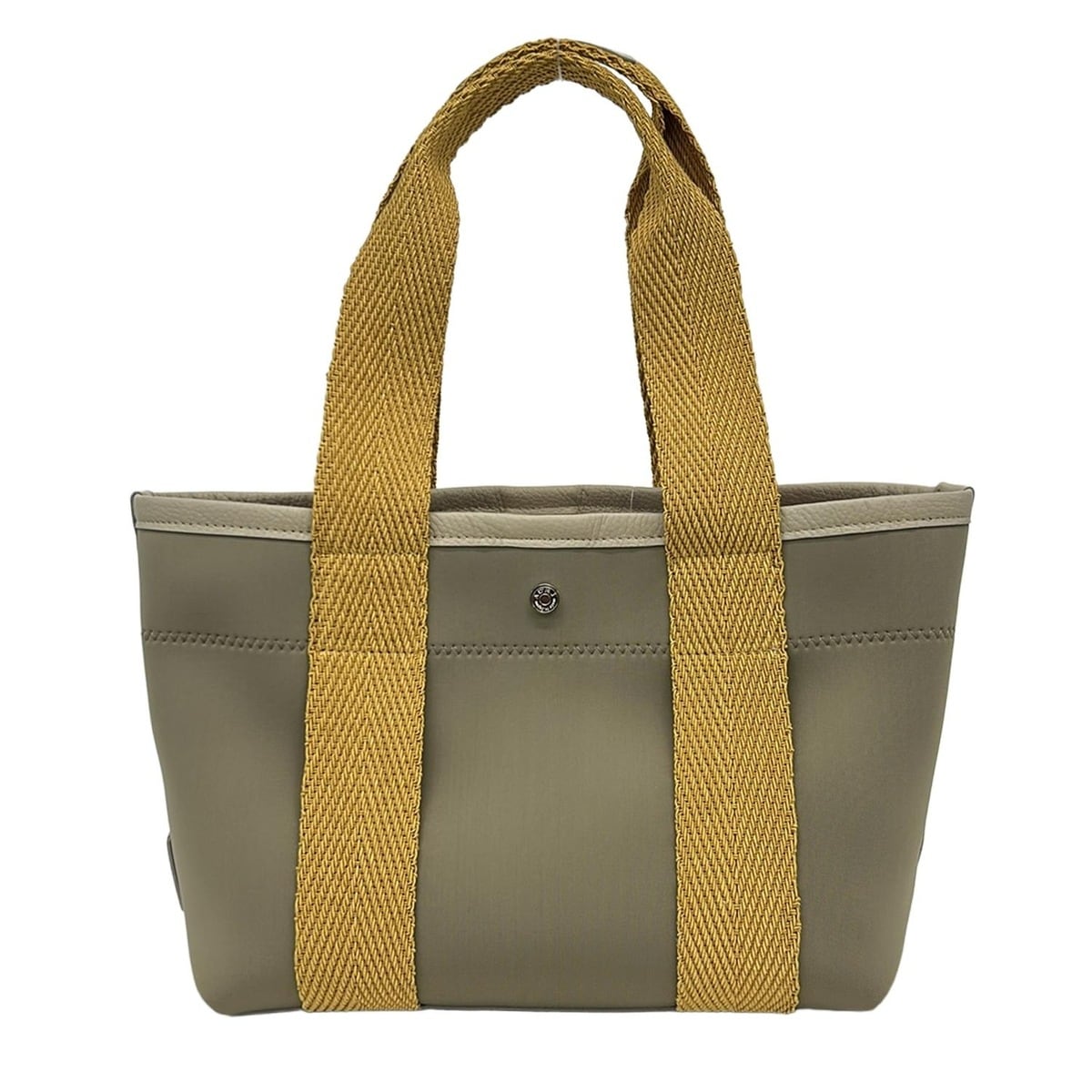 【中古】AccessoiresDeMademoiselle(ADMJ)(アクセソワ・ドゥ・マドモワゼル) マジックライトワイドデイリートート トートバッグ 薄墨色ベージュ×暗然たる黄色 なめし革