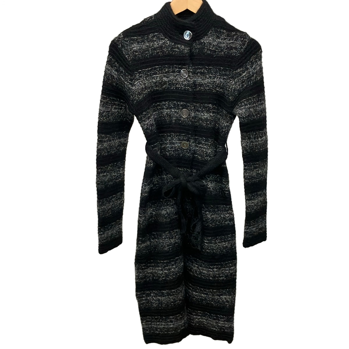 【中古】theory luxe(セオリーリュクス) 厚地の外套 長袖/カシミール/間借り人/ロング丈/秋/冬 黒×ともし火薄墨色 コート・ジャケット-レディースファッション
