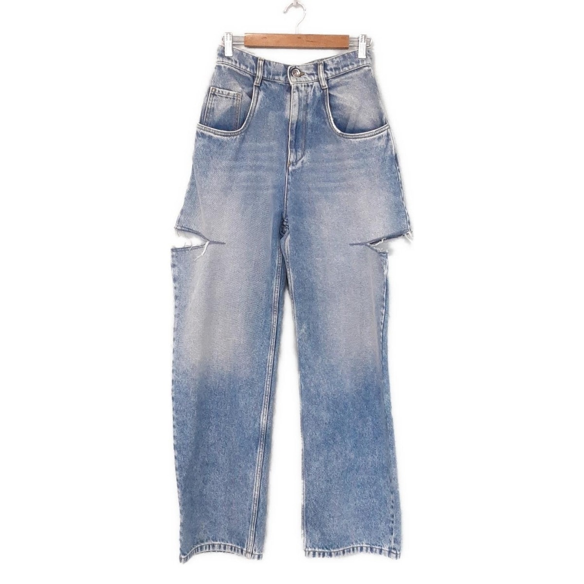 【中古】Maison Margiela(メゾンマルジェラ) ジーンズ フルレングス/スラッシュディテール ライトブルー