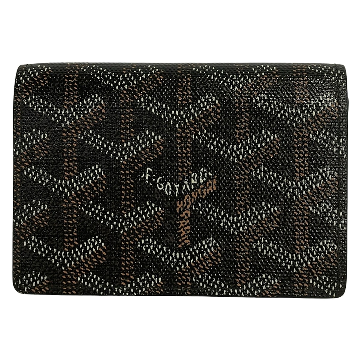 【中古】GOYARD(ゴヤール) 名刺入れ 黒×白×赤銅色