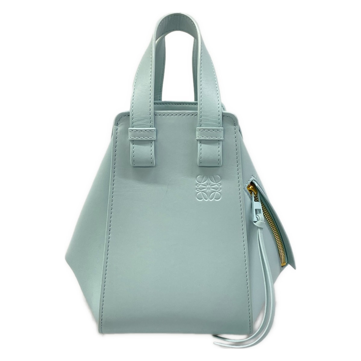 【中古】LOEWE(ロエベ) ハンモックバッグコンパクト トートバッグ ライトブルー