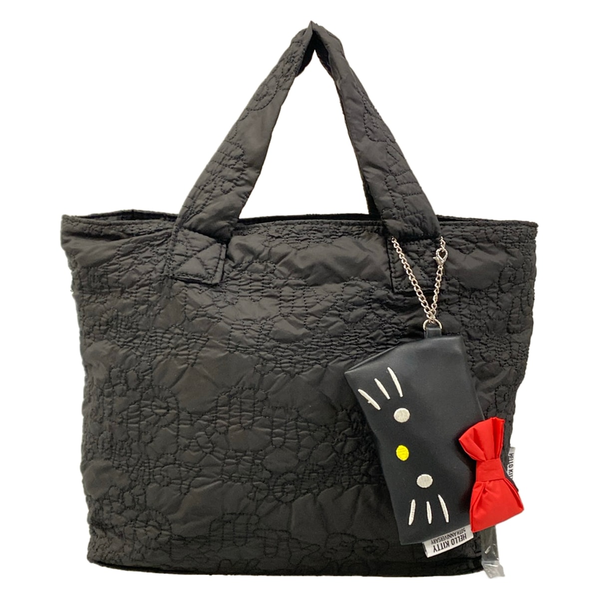 【中古】M GRACY(エムズグレイシー) ハンドバッグ キルティング/Hello Kittyコラボ 黒