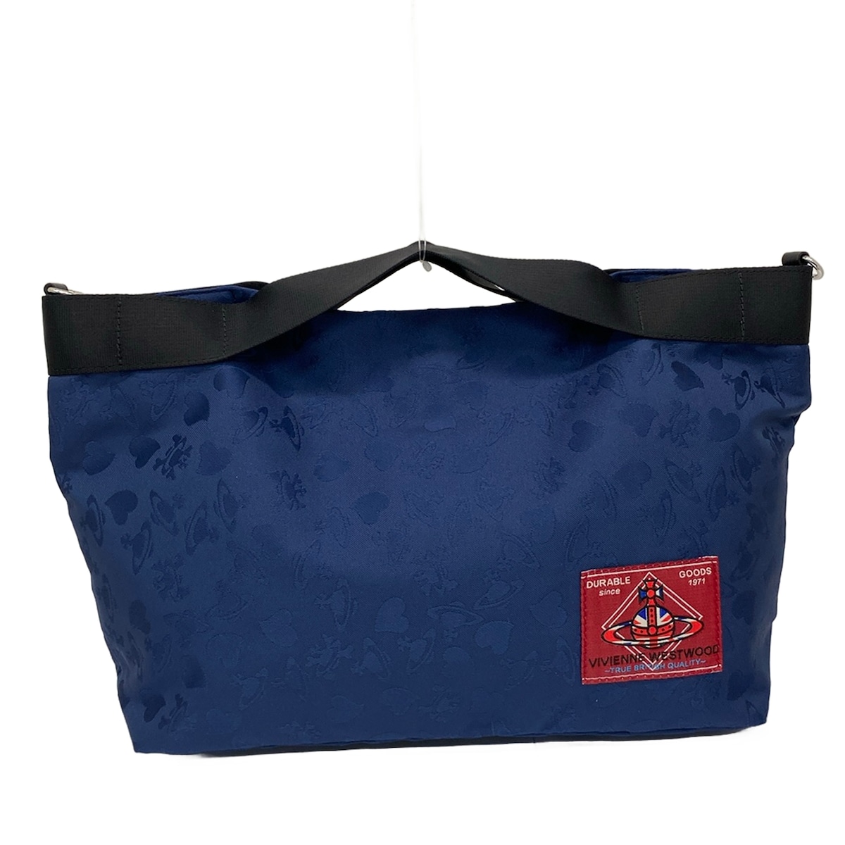 【新着】【中古】VivienneWestwood(ヴィヴィアンウエストウッド) トートバッグ オーブ＆ハート柄/2way ネイビー×黒 レザー 14,832円