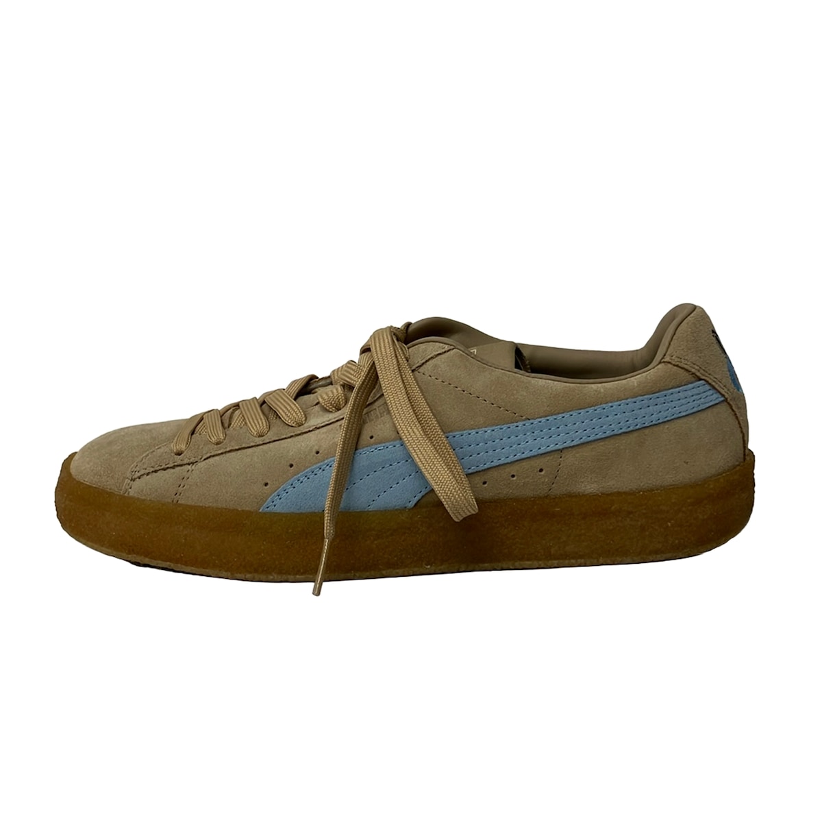 【中古】MAISON KITSUNE(メゾンキツネ) スニーカー 刺しゅう ベージュ×点火装置青色×黒