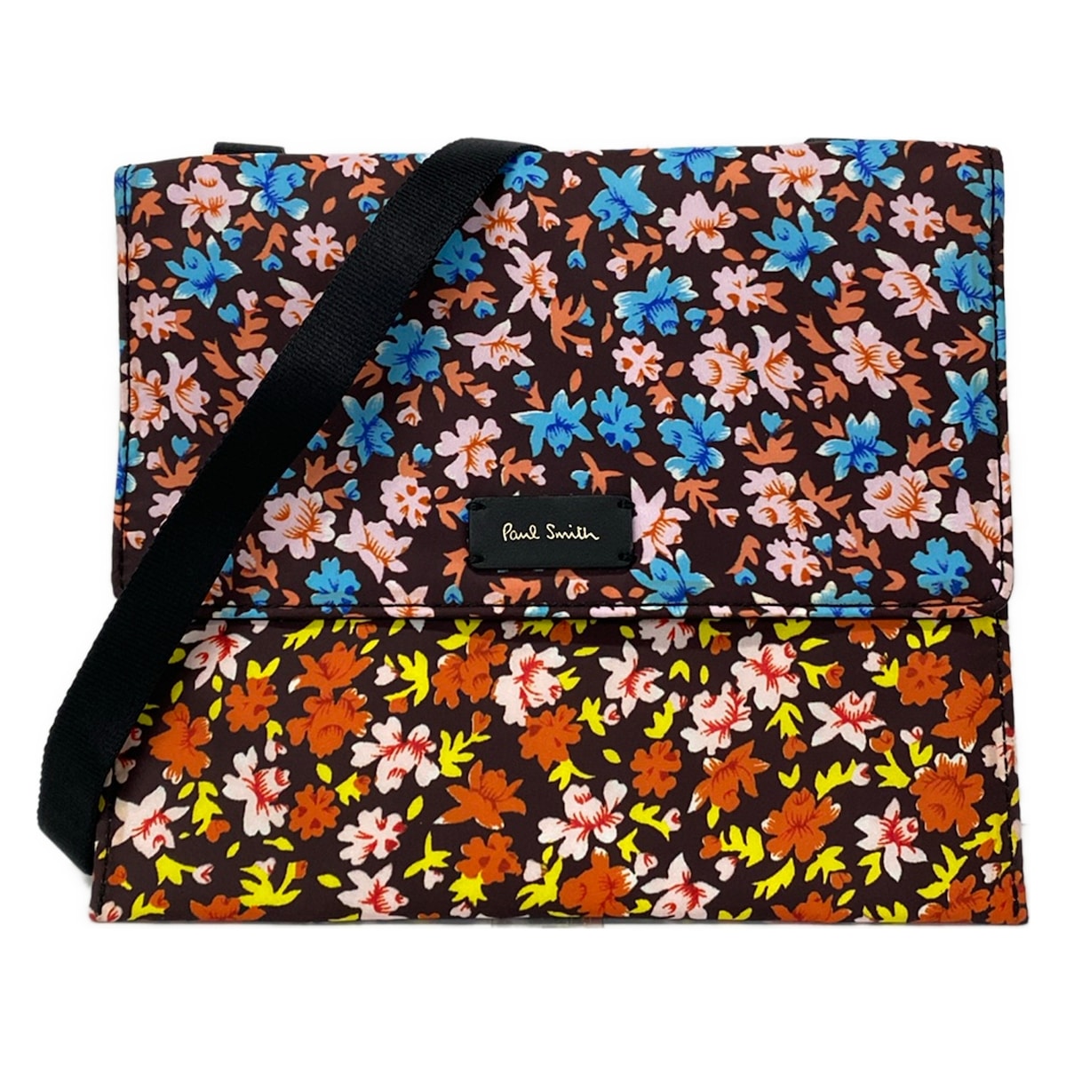 【新着】【中古】PaulSmith(ポールスミス) 財布 ショルダーウォレット/花柄 ダークブラウン×ライトブルー×マルチ