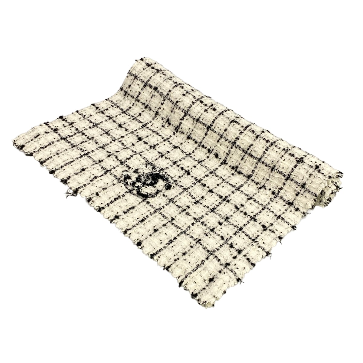 【中古】CHANEL(シャネル) えり巻き 照合のしるし柄/ココマーク/ツィード 白×黒 綿織物、羊毛、カシミール