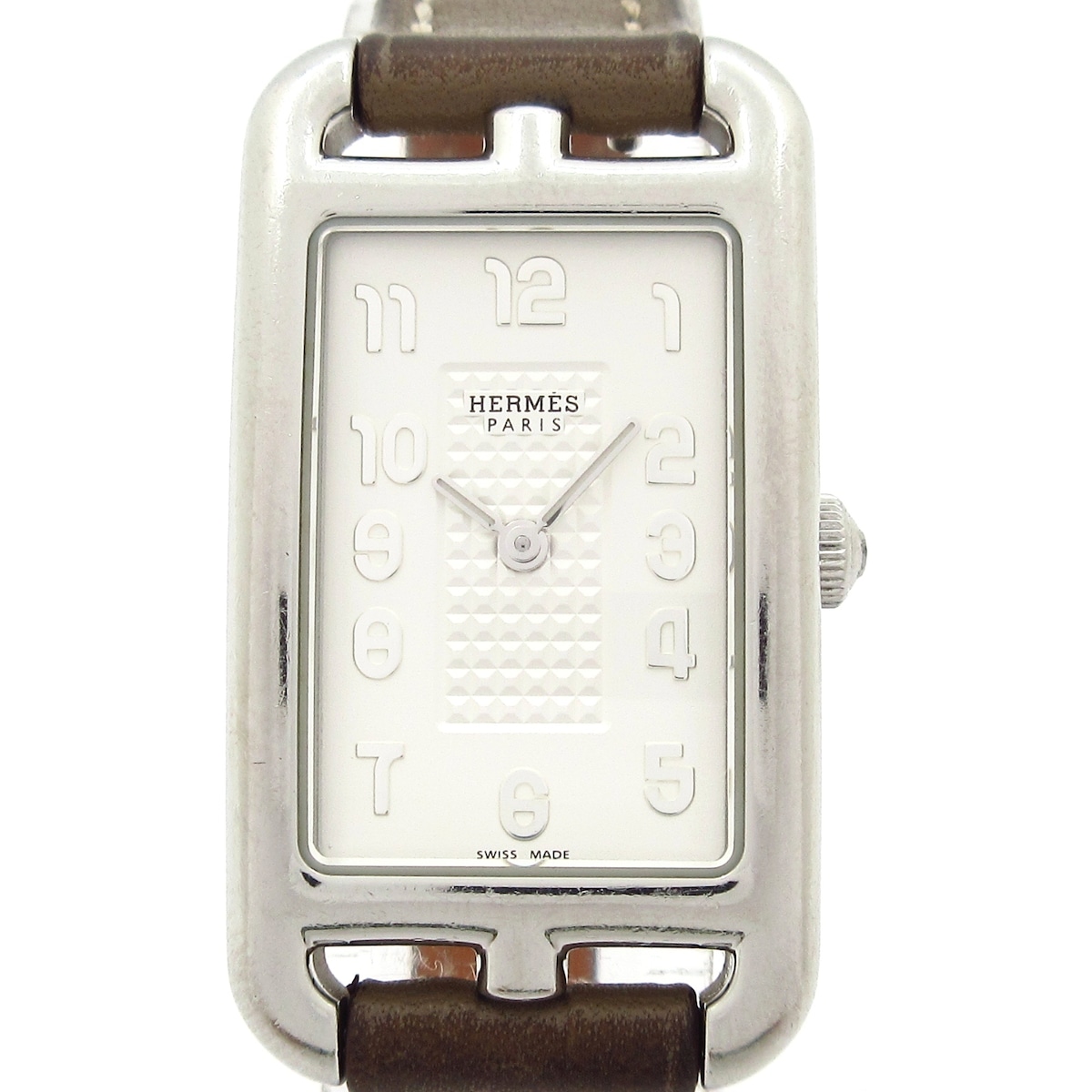 【中古】HERMES(エルメス) ナンタケット ウオッチ SS/革三尺帯/□R 白