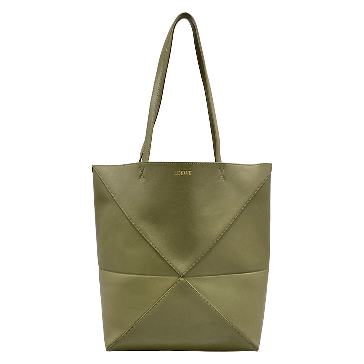 【中古】LOEWE(ロエベ) パズルフォルド トート 並み並み トートバッグ 折りたたみ カーキ薄墨色