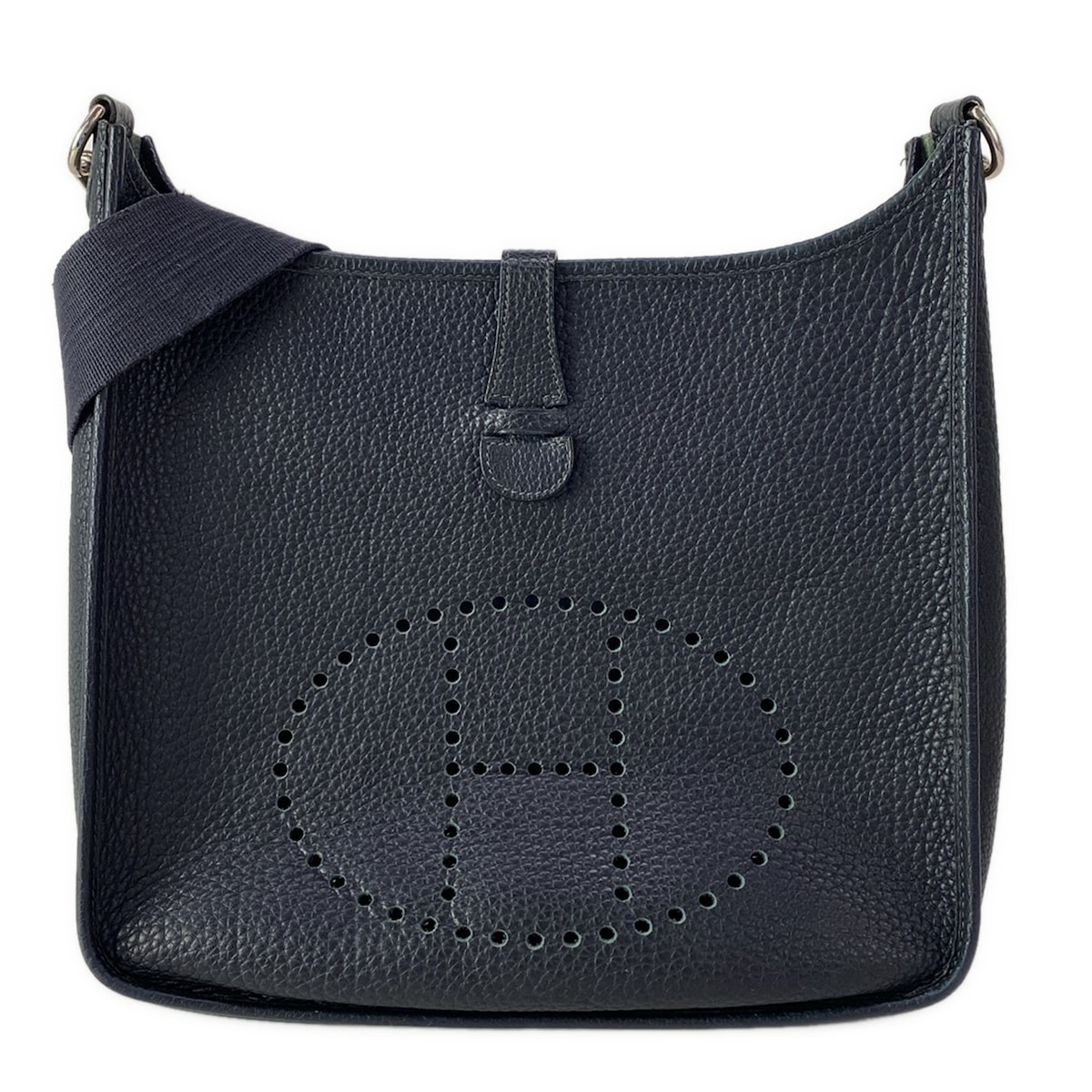 【中古】HERMES(エルメス) エブリンGM ショルダーバッグ しろがね色金具 ダークネイビー