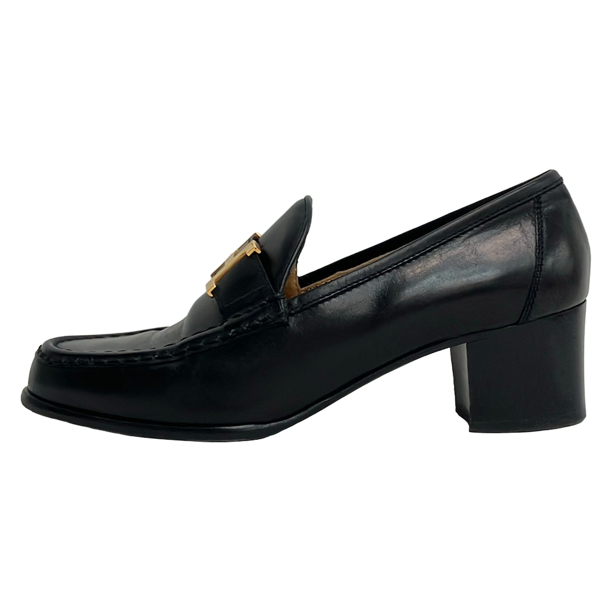 【中古】HERMES(エルメス) パンプス H金具/ゴールド金具 黒 なめし革