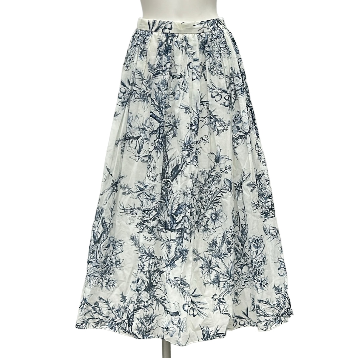 【中古】DIOR/ChristianDior(クリスチャンディオール/ディオール) ロングスコート トワル ドゥ ジュイ 白×米国海軍 綿織物