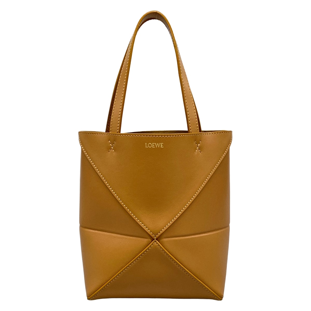 【中古】LOEWE(ロエベ) パズルフォルド トート ミニ トートバッグ ライトブラウン