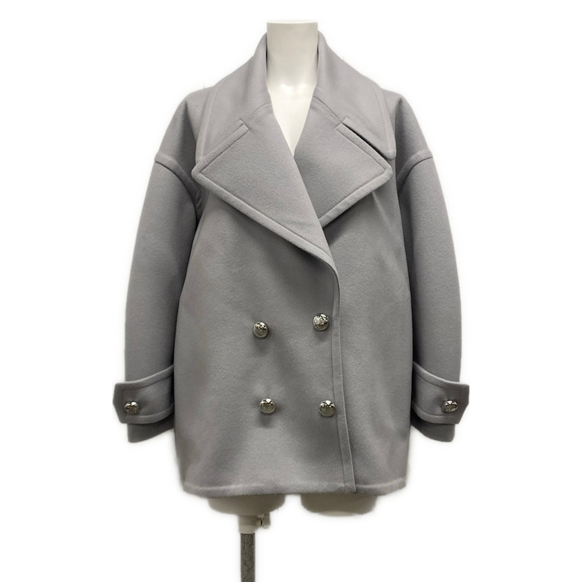 【中古】LOEWE(ロエベ) ぺブル ピーコート 厚地の外套 長袖/ダブル/秋/冬 点火装置薄墨色 羊毛