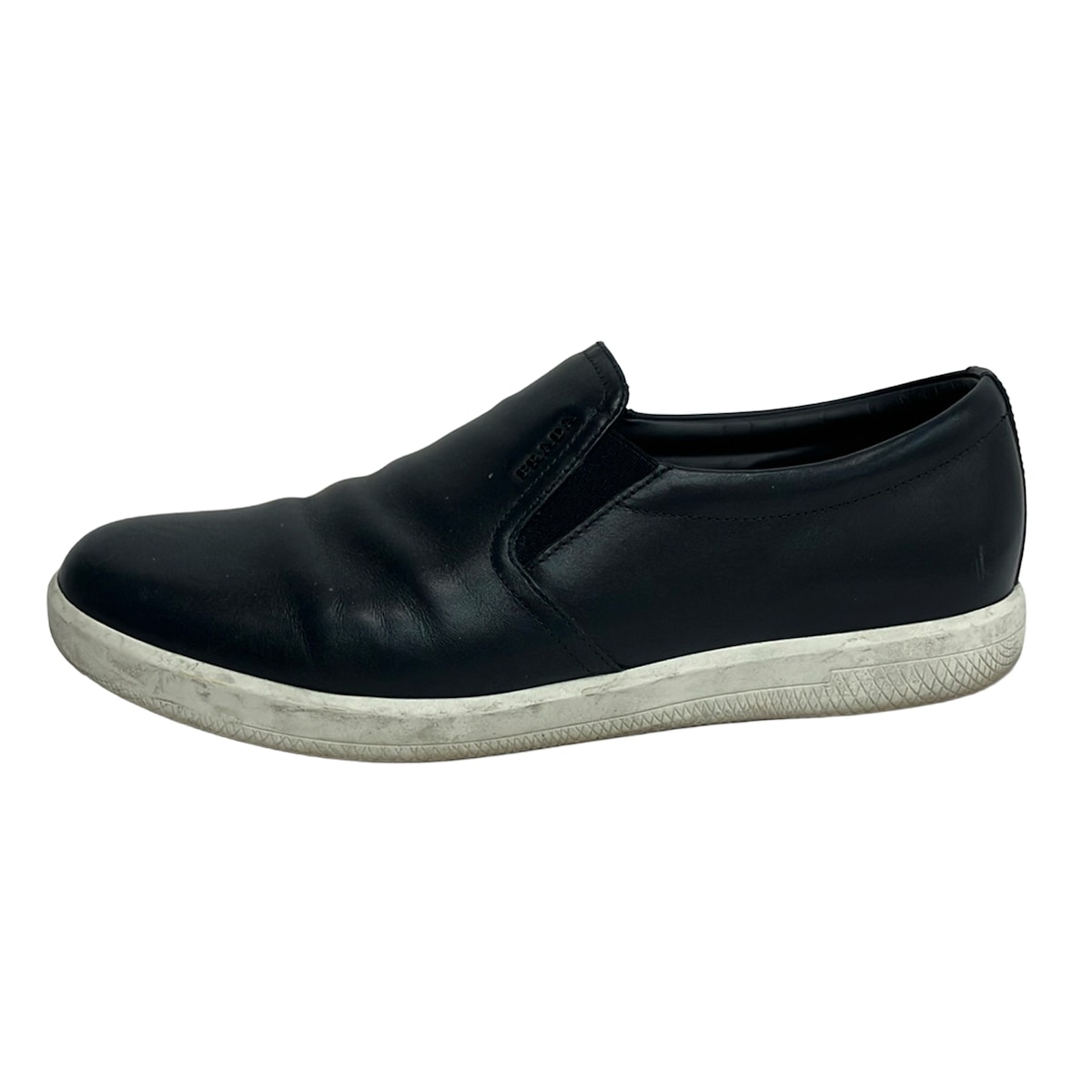 【中古】PRADA SPORT(プラダスポーツ) スリッポン インソール取外し可 黒 レザー