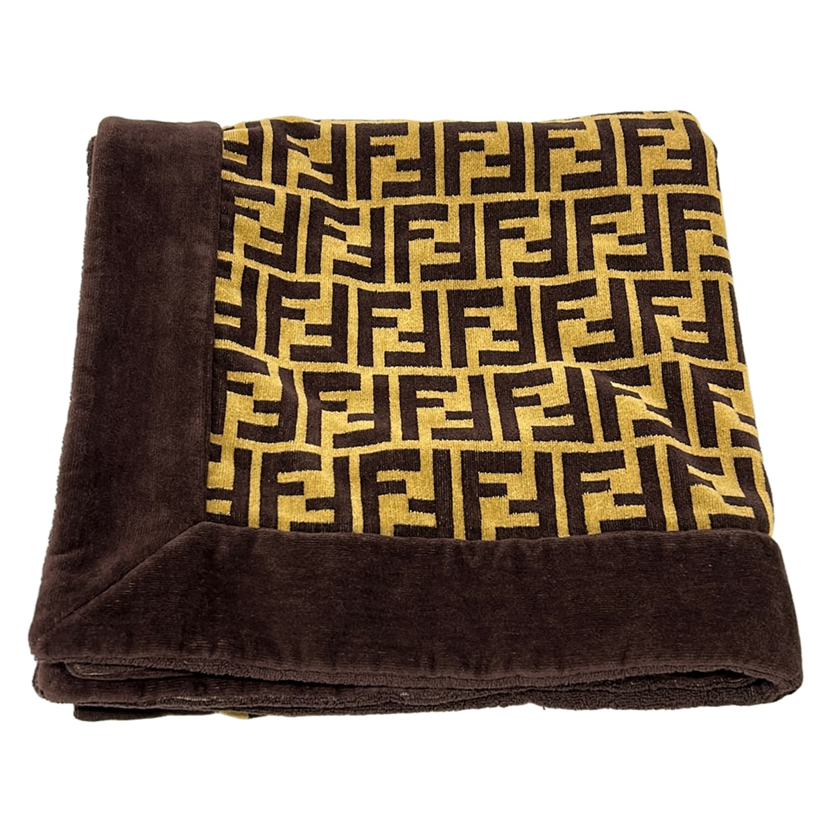 【中古】FENDI(フェンディ) 小物 2階建てバス西洋手ぬぐい/ズッカ柄/砂浜西洋手ぬぐい 靉靆たる赤銅色×赤銅色 綿織物