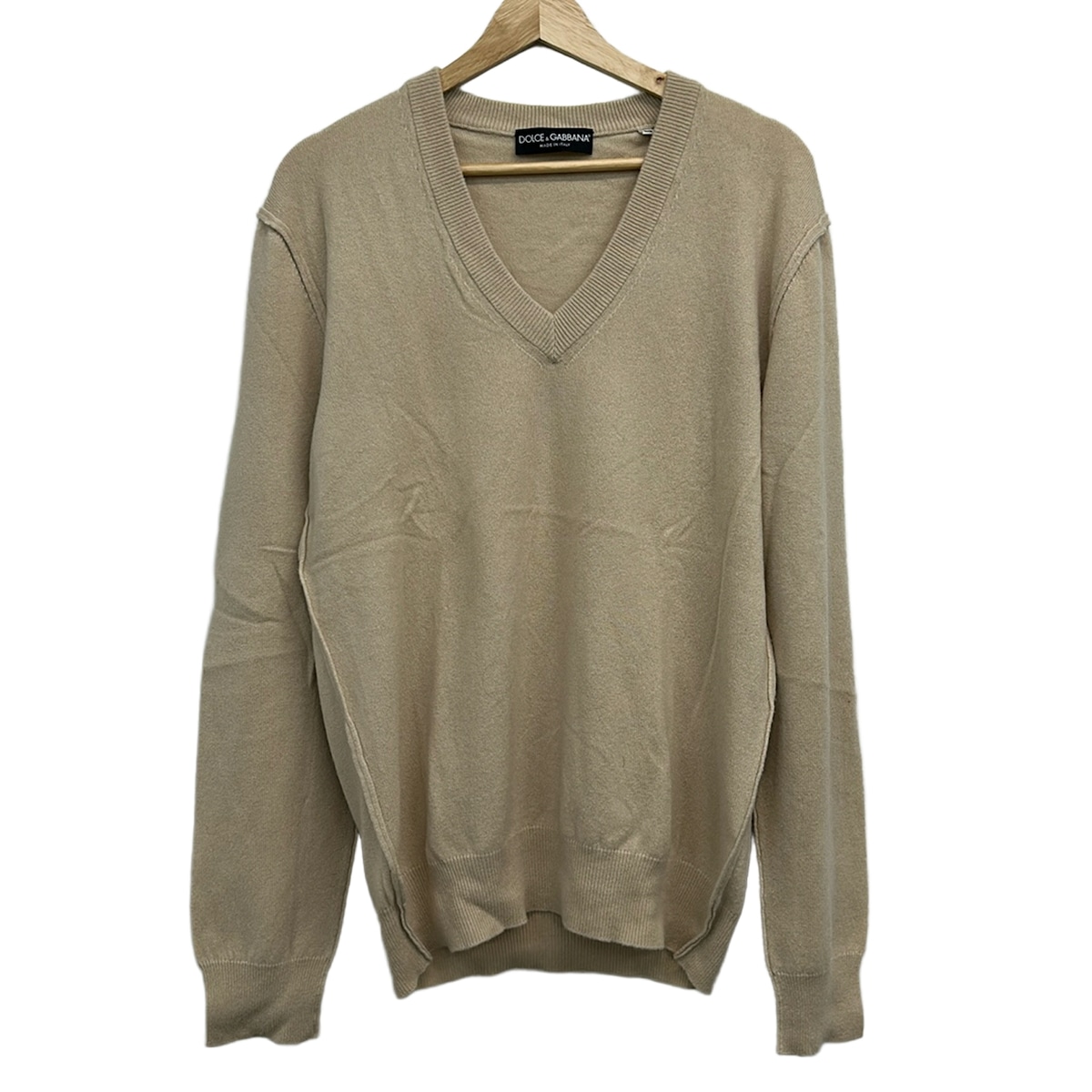 【新着】【中古】DOLCE\u0026GABBANA(ドルチェアンドガッバーナ) 長袖スウェーター V素っ首/カシミール ベージュ