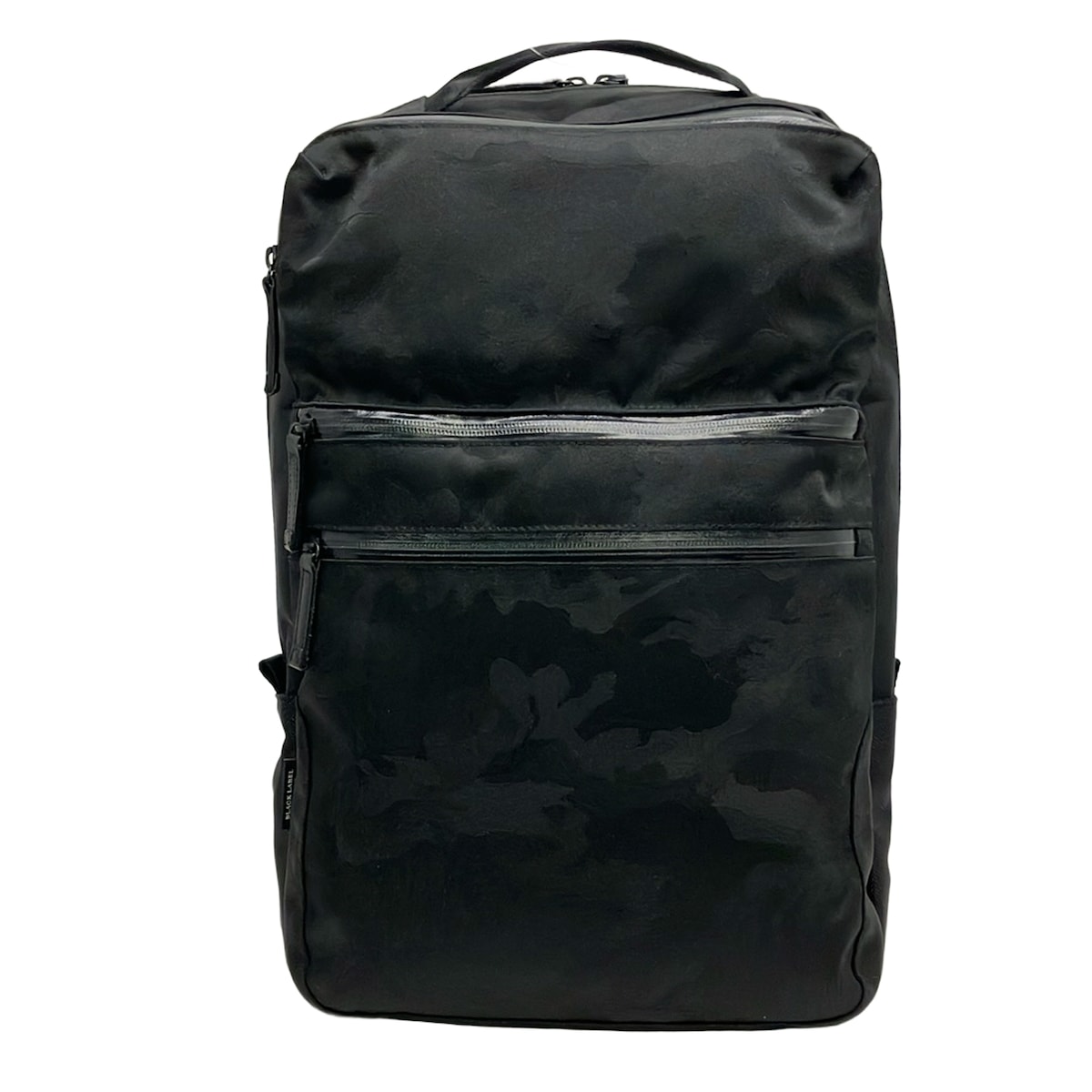 【中古】BLACK LABEL CRESTBRIDGE(ブラックレーベルクレストブリッジ) 背嚢 擬装柄 黒 なめし革 バックパック・リュック-バッグ・小物・ブランド雑貨